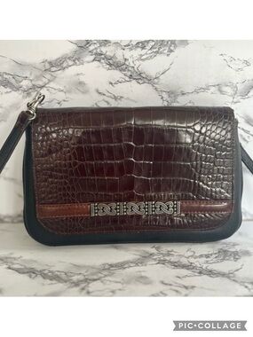 Brighton Bag Crossbody Envelope Brown Croc Leather wallet on chain classic
